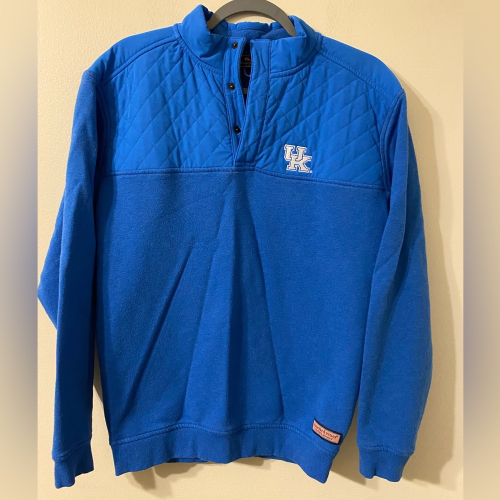 Vineyard Vines Men's Spinnaker Blue Quilted Nylon 1/4 Snap Kentucky Wildcats Sm‎